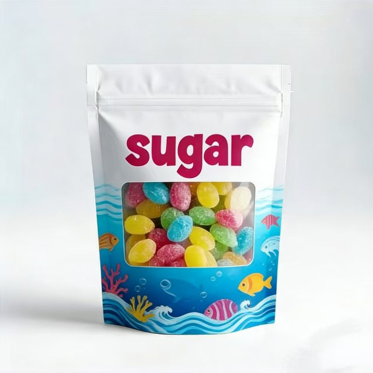 Custom Printed Stand Up Zipper Pouches with Window for Candy Packaging 6