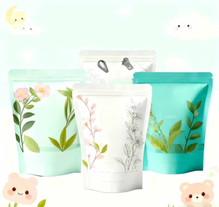 Custom Printed Floral Stand Up Zipper Pouch Cute Plant Pattern Resealable Food Storage Bag 6