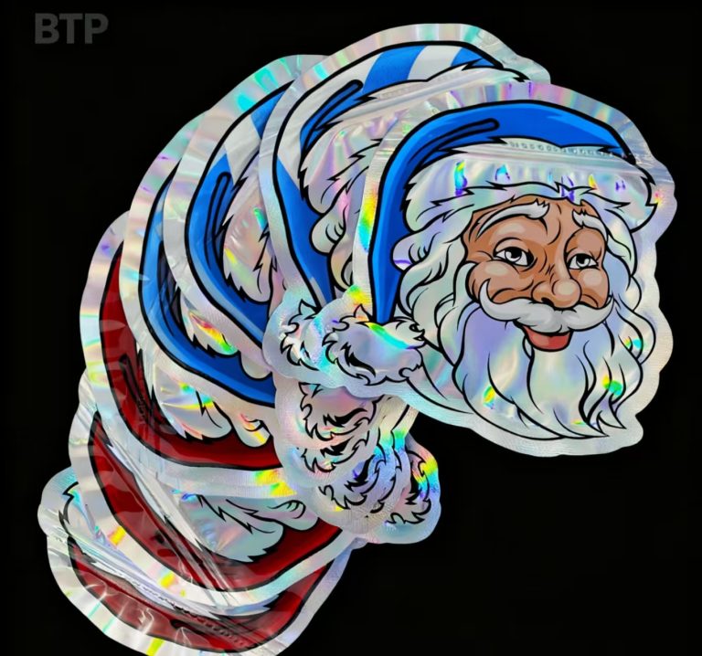 3.5 Mylar Bag Santa Claus Shaped Holographic Sealed Packaging Pouch  1