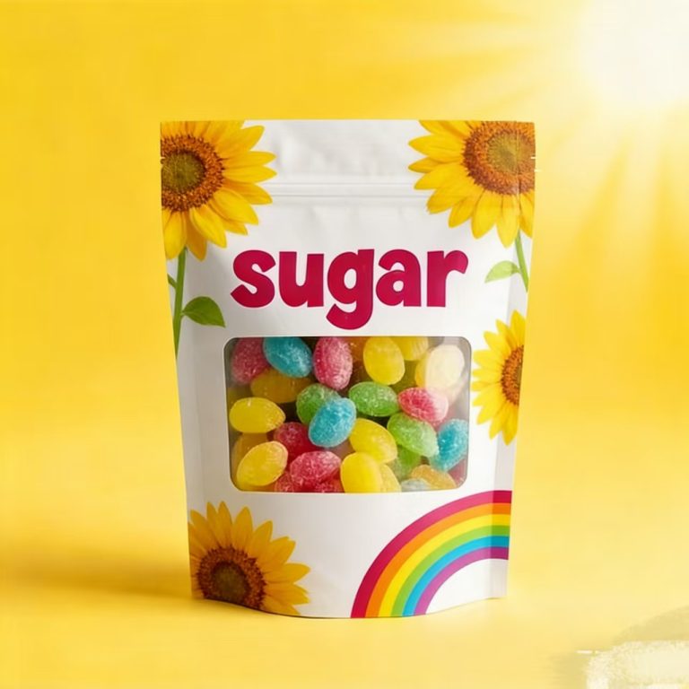 Custom Printed Stand Up Zipper Pouches with Window for Candy Packaging 4