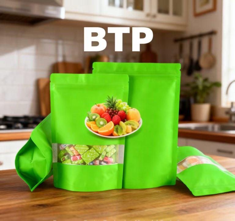 Food Grade Windowed Stand Up Zipper Pouch Resealable for Candy Dried Fruits and Snacks 4