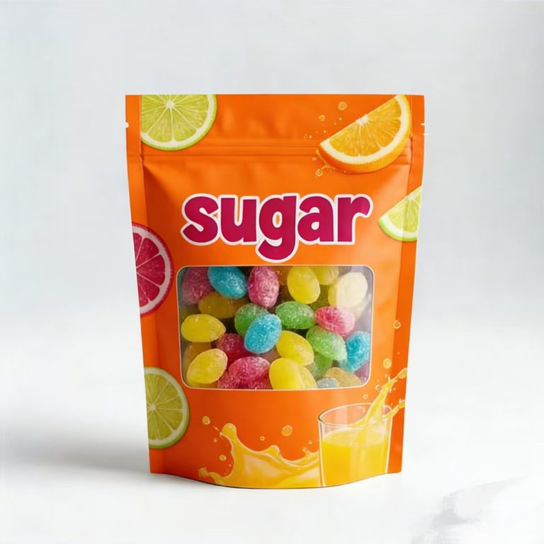 Custom Printed Stand Up Zipper Pouches with Window for Candy Packaging 3