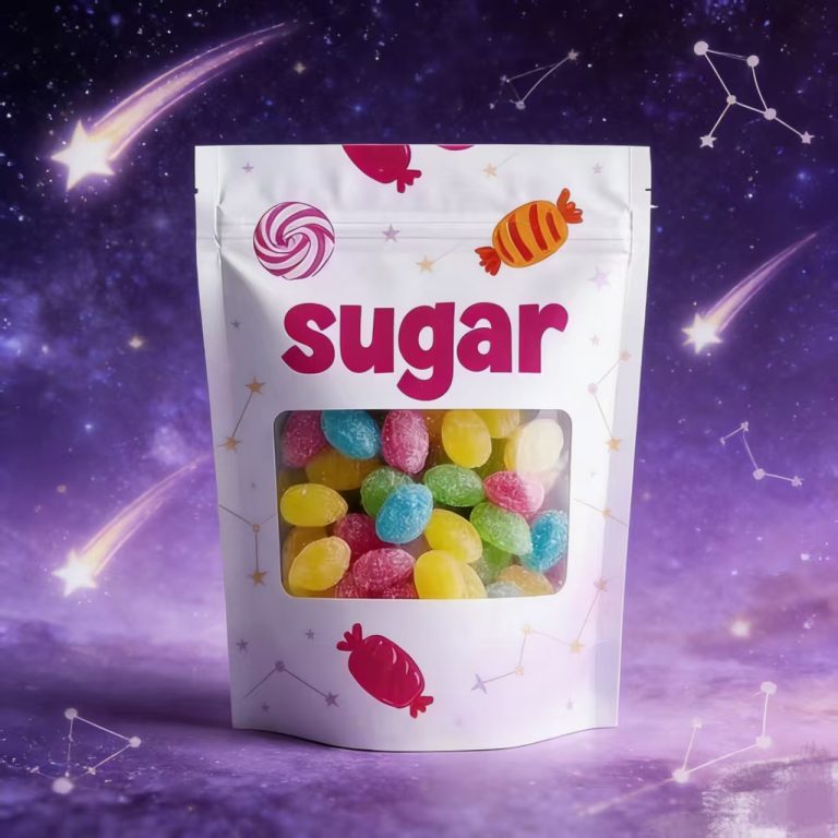 Custom Printed Stand Up Zipper Pouches with Window for Candy Packaging 2