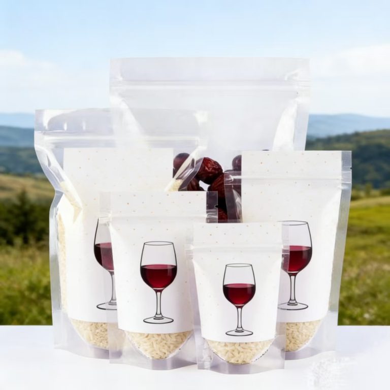 Custom Printed Windowed Stand Up Food Pouch Resealable Moisture Proof Airtight Packaging for Dry Goods Beans Pastries 6