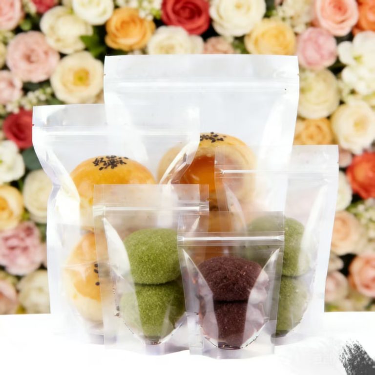 Transparent Resealable Food Bags with Custom Printing Moisture Proof Stand Up Pouch for Cookies Candies and Dry Goods 3