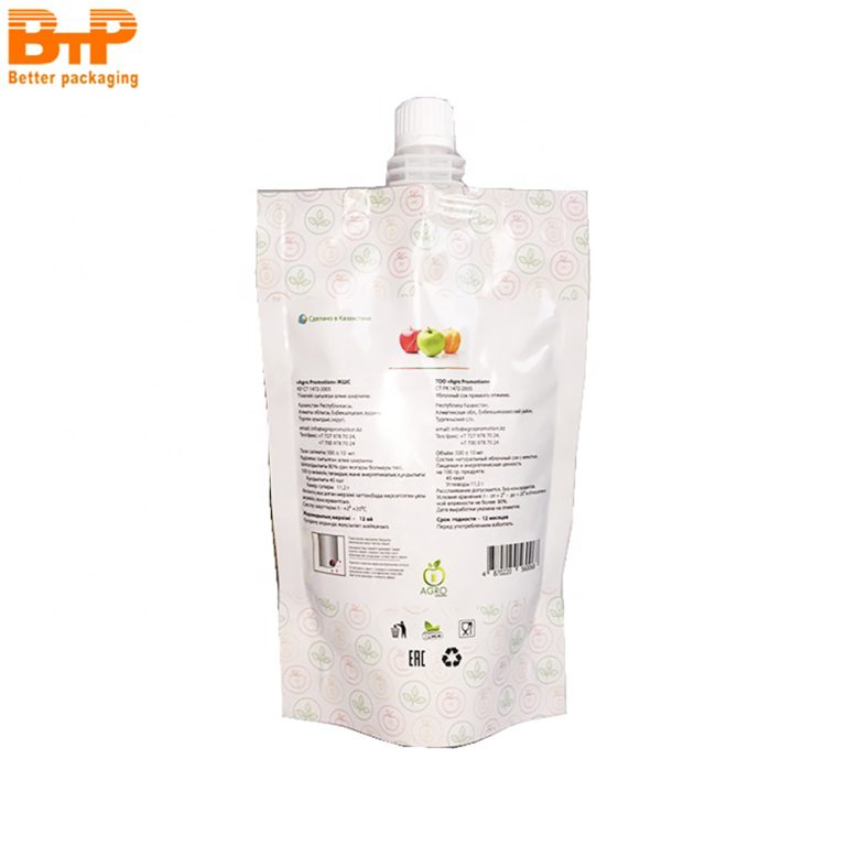 Custom Printed Mylar Stand up Spout Drinks Liquid Plastic Packaging Juice Pouch 6