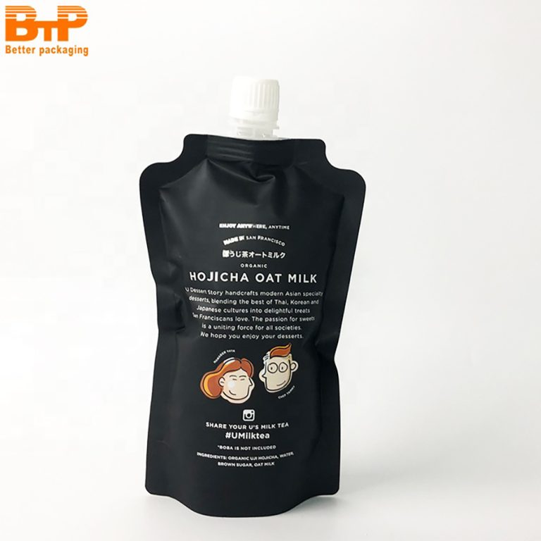 Custom Print Milk Tea Coffee Drink Spout pouch  Food Liquid Beverage Packaging 2