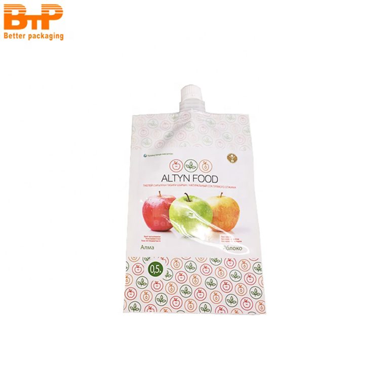 Custom Printed Mylar Stand up Spout Drinks Liquid Plastic Packaging Juice Pouch 1