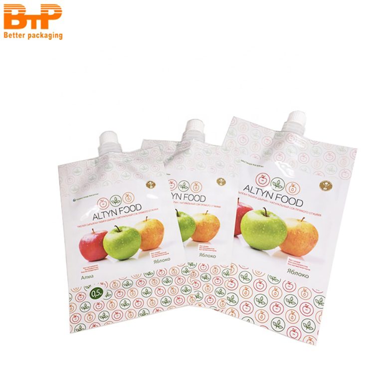 Custom Printed Mylar Stand up Spout Drinks Liquid Plastic Packaging Juice Pouch 2