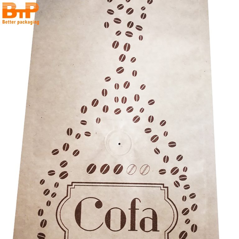 Custom Printed 1kg hanging ear kraft paper Aluminium Foil coffee bag 2