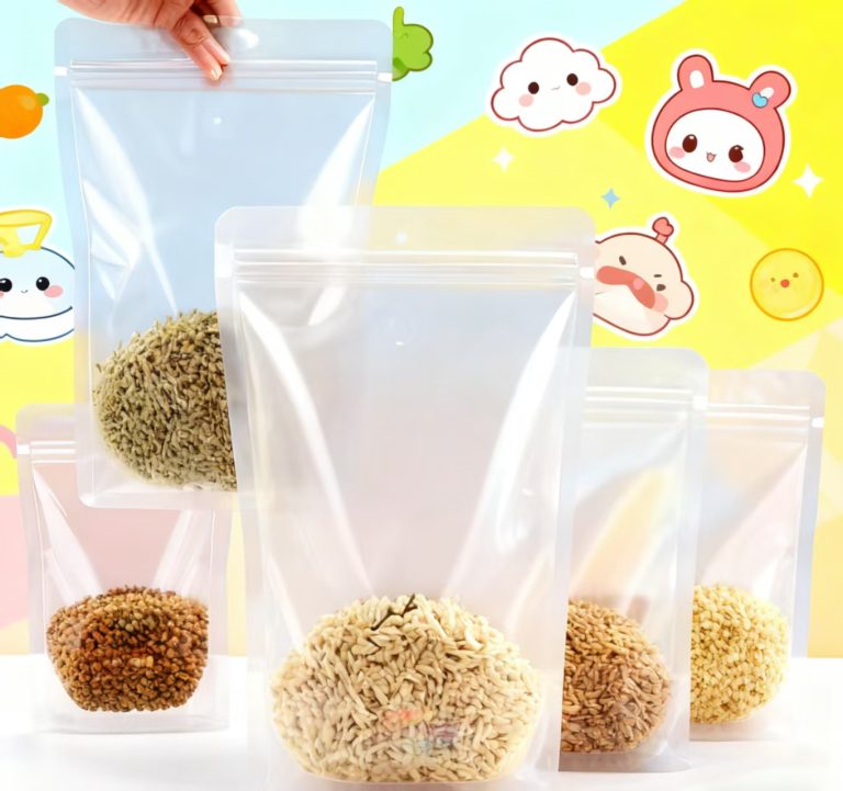 Plastic Food Packaging Bags Clear Transparent Sealed Snack Bag  with Zipper Closure Resealable Zip lock Doypack Stand up Pouch  3