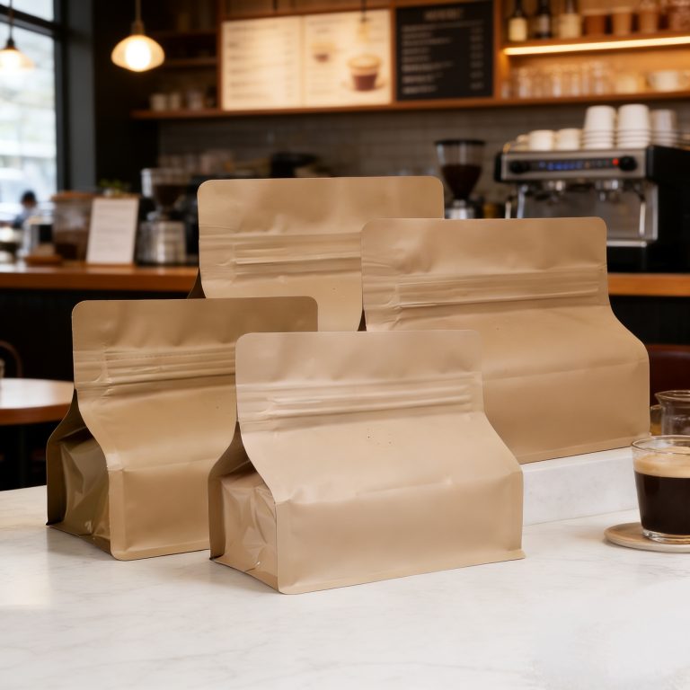 Custom Mylar Digital Printed Plastic Doypack Coffee Beans Flat Bottom Packaging 2