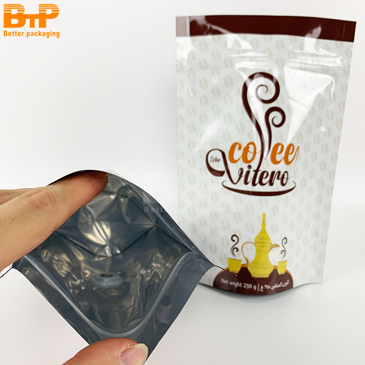 Custom Printed Aluminum Foil Lined Moisture Proof Coffee Storage Zipper Stand up Bag 5