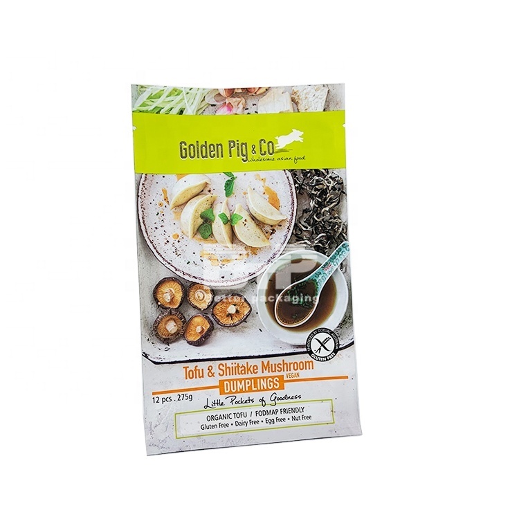 Custom Printed Aluminum Foil Flat Bottom Bag for Dumplings Food Packaging 1