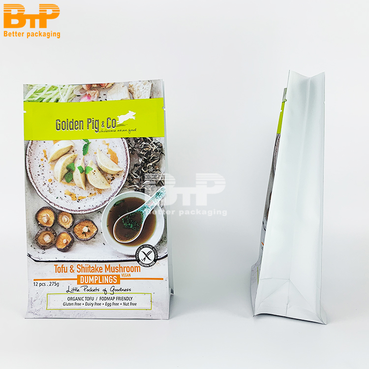 Custom Printed Aluminum Foil Flat Bottom Bag for Dumplings Food Packaging 3