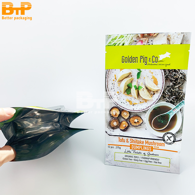 Custom Printed Aluminum Foil Flat Bottom Bag for Dumplings Food Packaging 5