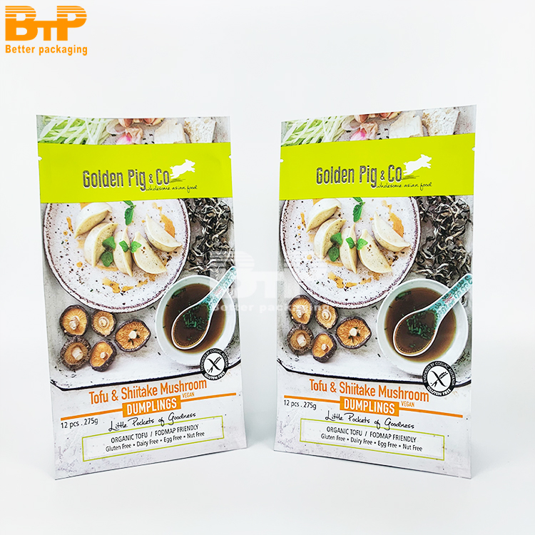 Custom Printed Aluminum Foil Flat Bottom Bag for Dumplings Food Packaging 6