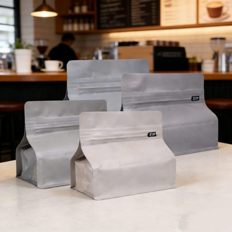 Custom Mylar Digital Printed Plastic Doypack Coffee Beans Flat Bottom Packaging 3