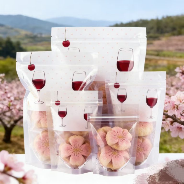 Custom Printed Windowed Stand Up Food Pouch Resealable Moisture Proof Airtight Packaging for Dry Goods Beans Pastries 4