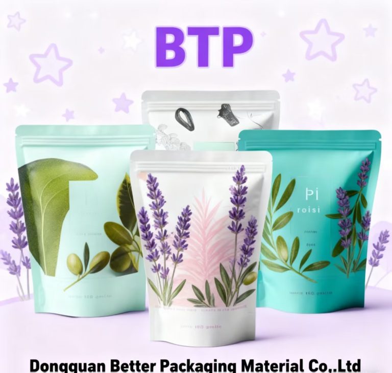 Custom Printed Floral Stand Up Zipper Pouch Cute Plant Pattern Resealable Food Storage Bag 4