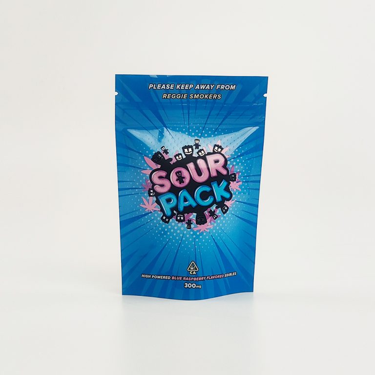 3.5g Mylar stand up pouch is custom printed with aluminum foil construction and includes a secure plastic zipper3