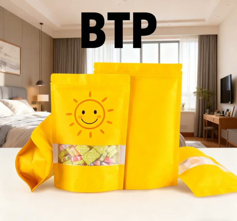 Food Grade Windowed Stand Up Zipper Pouch Resealable for Candy Dried Fruits and Snacks 3