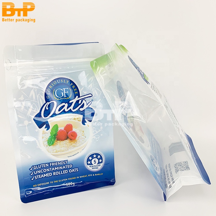 Clear Flat Bottom Bag for Cereal Food Cookies Dried Fruits and Snack Packaging 4