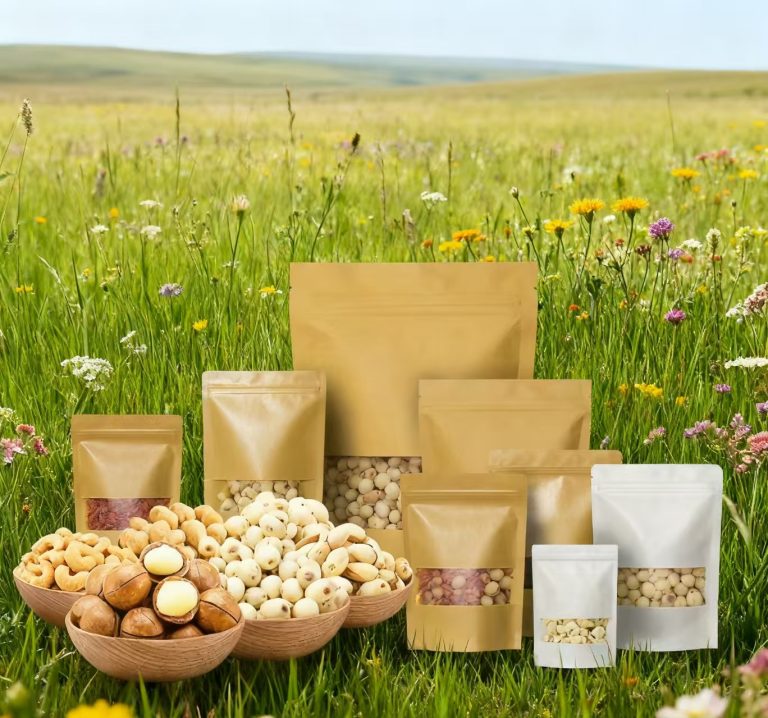 Custom Printed Mylar Doypack Kraft Paper Ziplock Food Packaging Stand up Pouch2