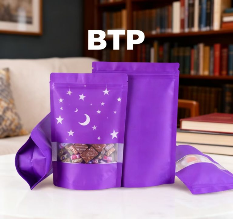 Food Grade Windowed Stand Up Zipper Pouch Resealable for Candy Dried Fruits and Snacks 1