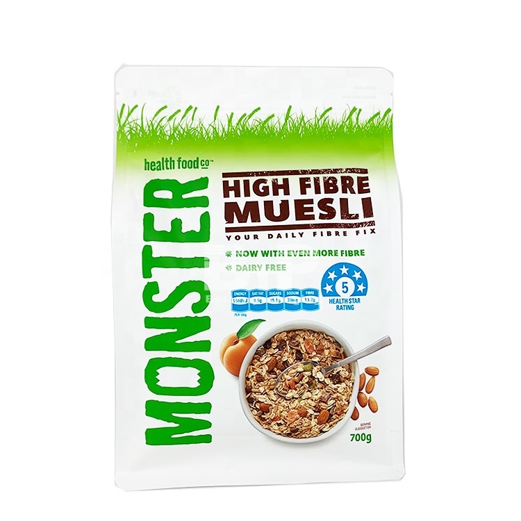 Custom Printed Flat Bottom Snack Bag for Cereal Cookies Dried Fruits and Assorted Food Products 1