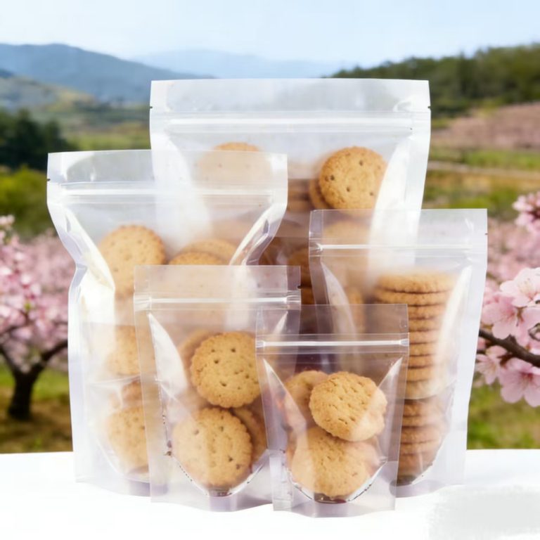 Transparent Resealable Food Bags with Custom Printing Moisture Proof Stand Up Pouch for Cookies Candies and Dry Goods 1