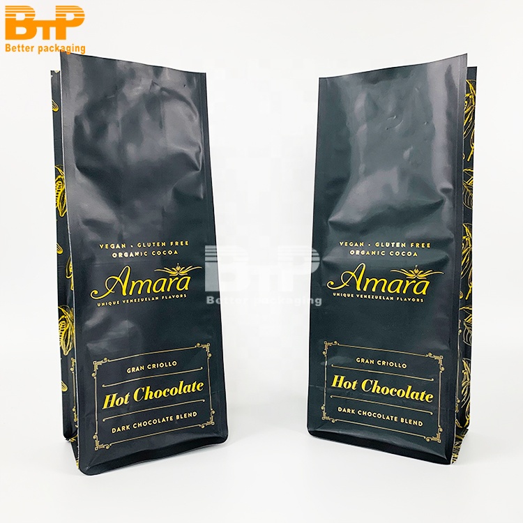 Aluminum Foil Lined Flat Bottom Coffee Bags Custom Printed Freshness Preserving Coffee Pouches 2