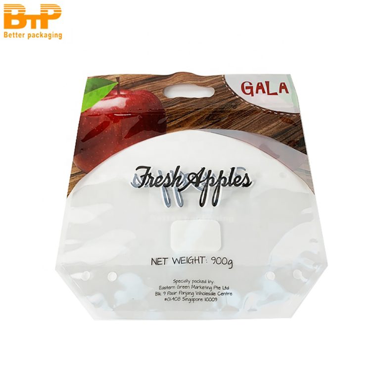 Custom Printed Apple fruit food perforated Stand up Pouch zipper packaging bag with hand hole 6