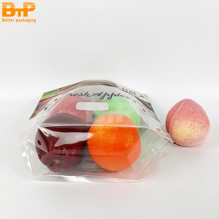 Custom Printed Apple fruit food perforated Stand up Pouch zipper packaging bag with hand hole 2