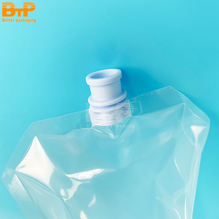 Beverage Juice Food Bag Custom Shape Water Bag Transparent Stand Up Spout pouch 3