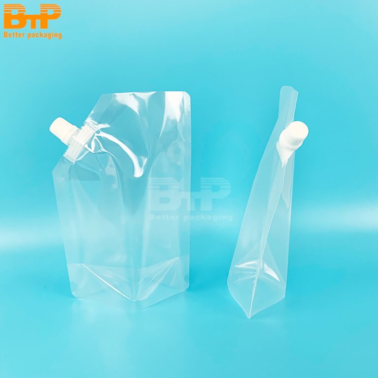 Custom Print Beverage Juice Food Shape Milk Water Bag Transparent Stand Up Spout pouch 1