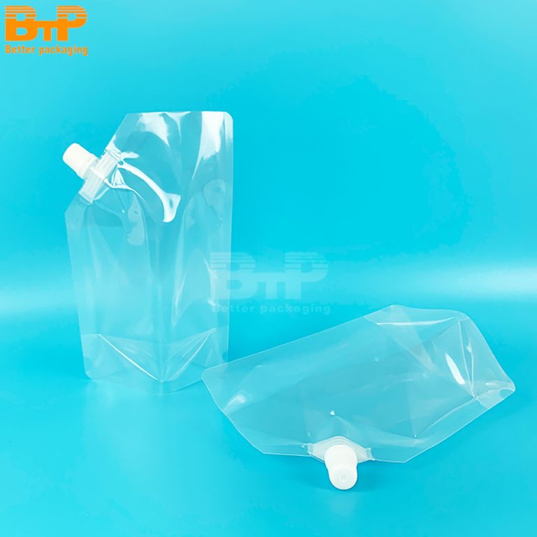 Custom Print Beverage Juice Food Shape Milk Water Bag Transparent Stand Up Spout pouch 2