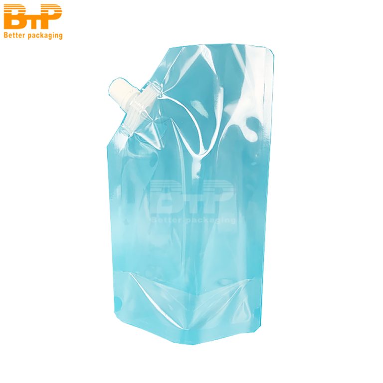 Custom Print Beverage Juice Food Shape Milk Water Bag Transparent Stand Up Spout pouch 3