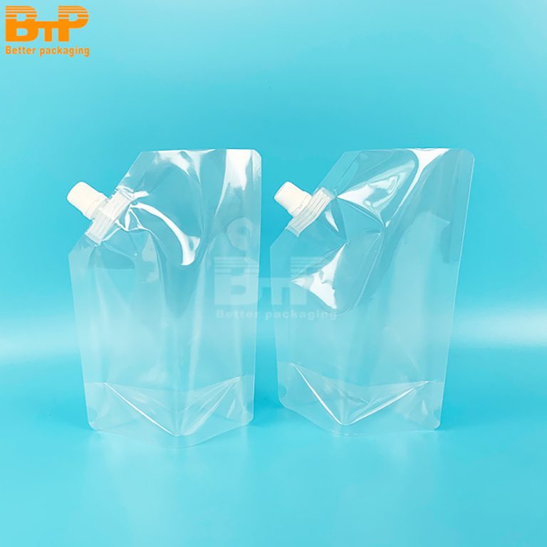 Custom Print Beverage Juice Food Shape Milk Water Bag Transparent Stand Up Spout pouch 5