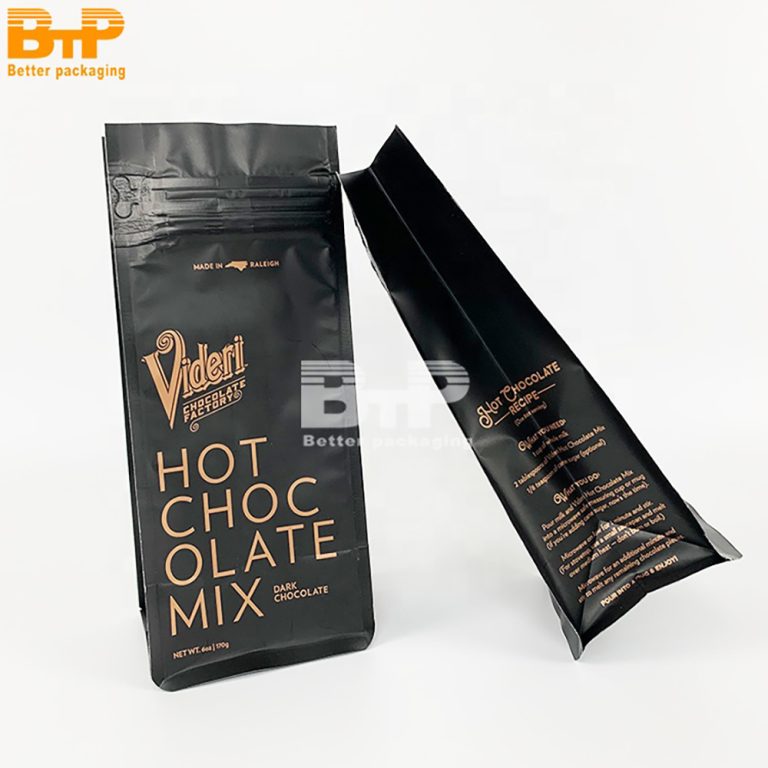 Custom Printed Aluminum Chocolate Coffee Smell Proof Food Packaging Flat Bottom Bag 4