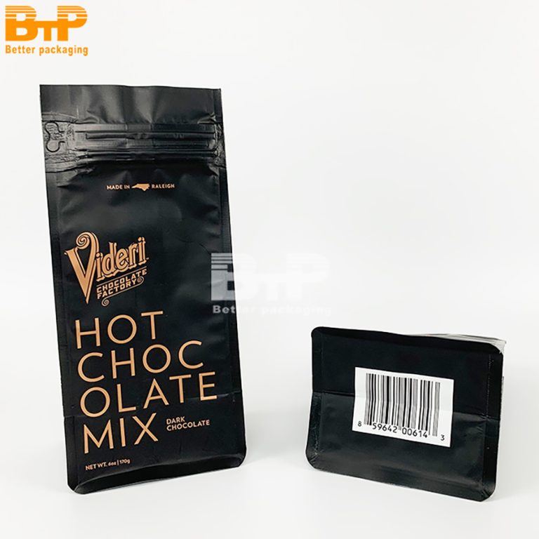 Custom Printed Aluminum Chocolate Coffee Smell Proof Food Packaging Flat Bottom Bag 5