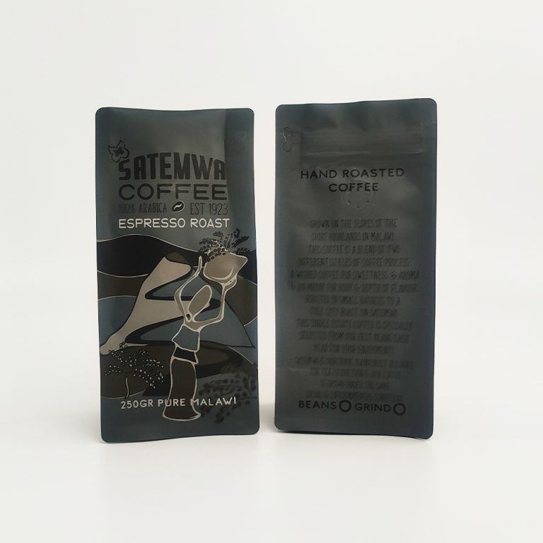 Coffee Beans Custom Foil Valve Flat Bottom plastic Packaging Resealable zipper bag1