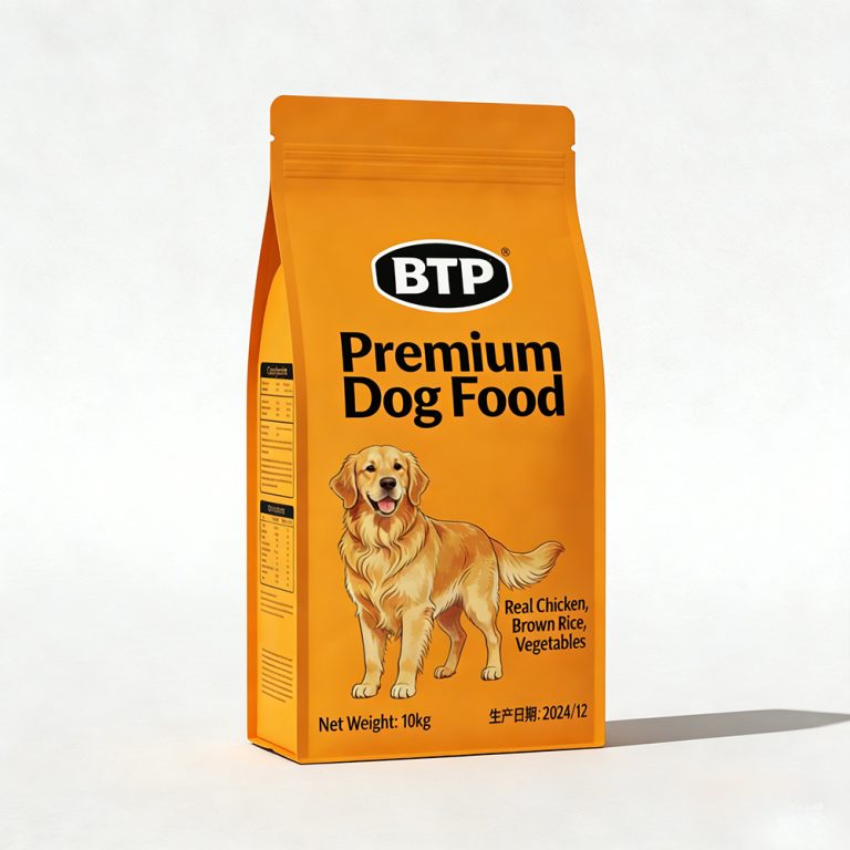 Custom Aluminum Foil High Resealable Zipper Flat Bottom Pet Food plastic Bag 1