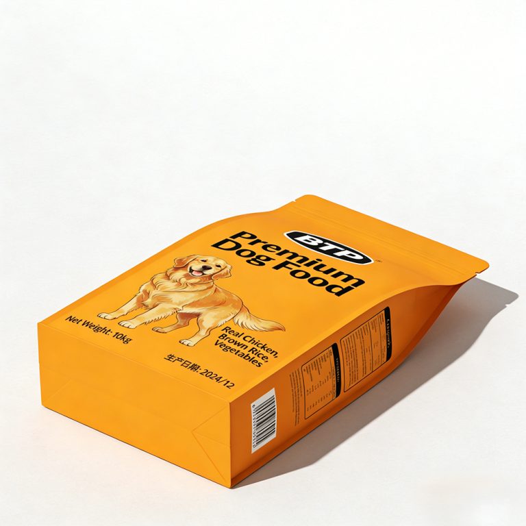 Custom Aluminum Foil High Resealable Zipper Flat Bottom Pet Food plastic Bag 5