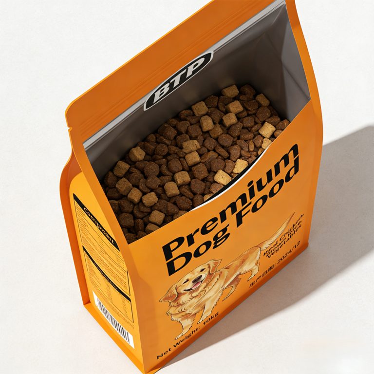 Custom Aluminum Foil High Resealable Zipper Flat Bottom Pet Food plastic Bag 6