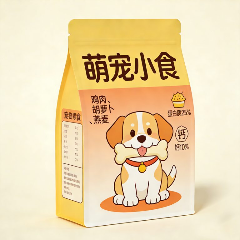 Custom Aluminum Foil Pet Dog Food Stand up Flat Bottom plastic Bag 2