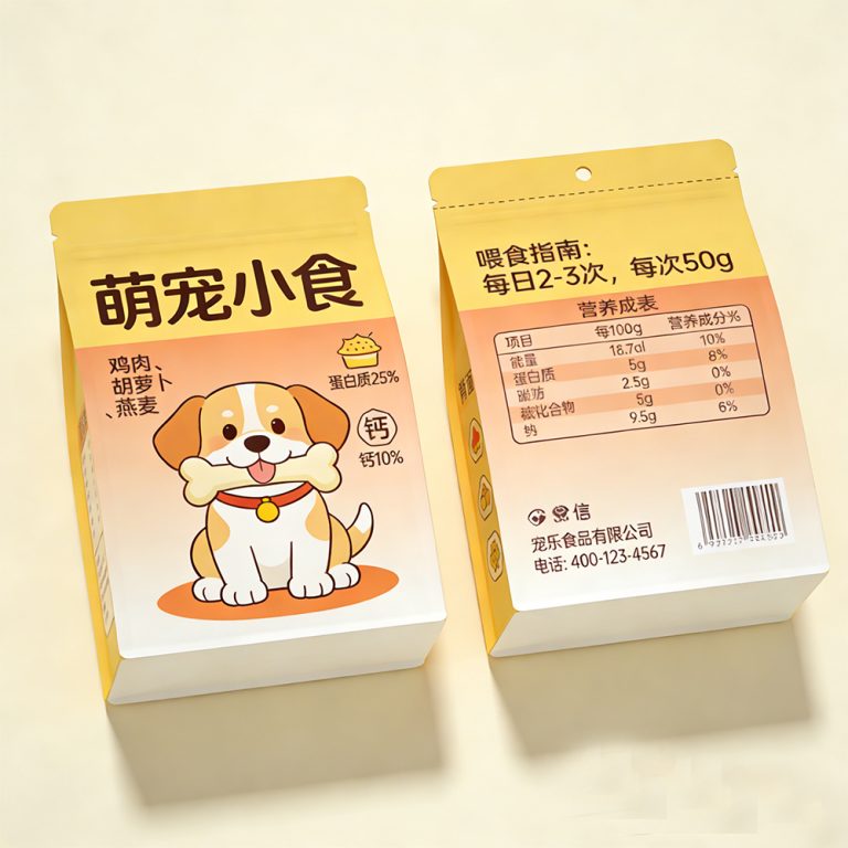 Custom Aluminum Foil Pet Dog Food Stand up Flat Bottom plastic Bag 3