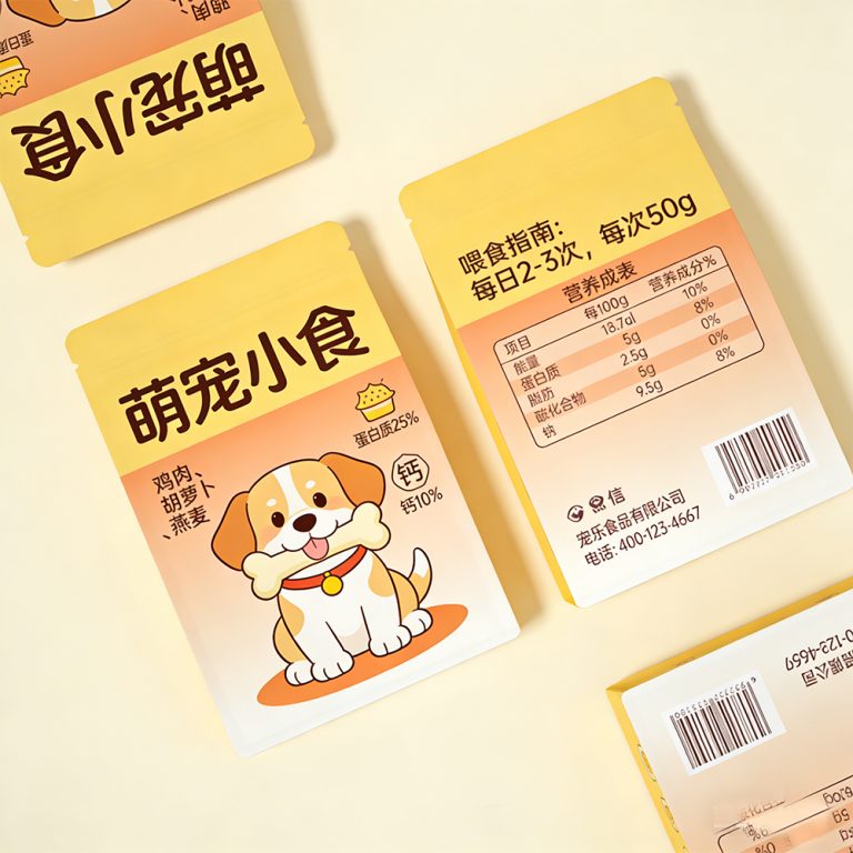 Custom Aluminum Foil Pet Dog Food Stand up Flat Bottom plastic Bag 5