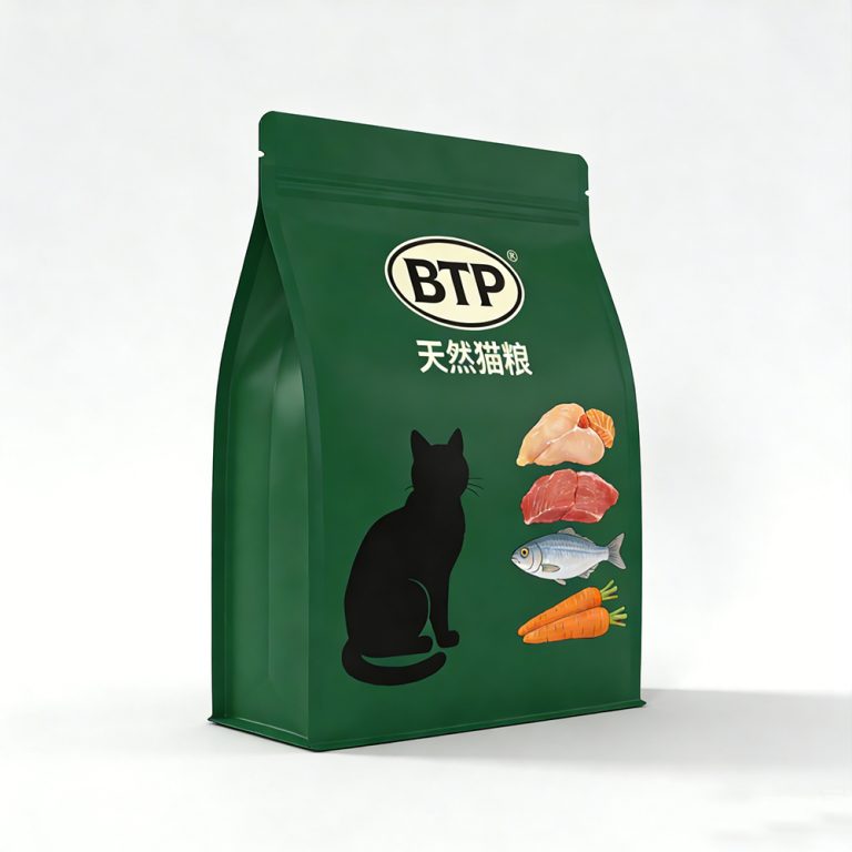 Custom Foil Ziplock Pet cat Food Stand up Flat Bottom plastic Bag 4