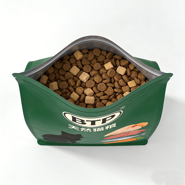 Custom Foil Ziplock Pet cat Food Stand up Flat Bottom plastic Bag 6
